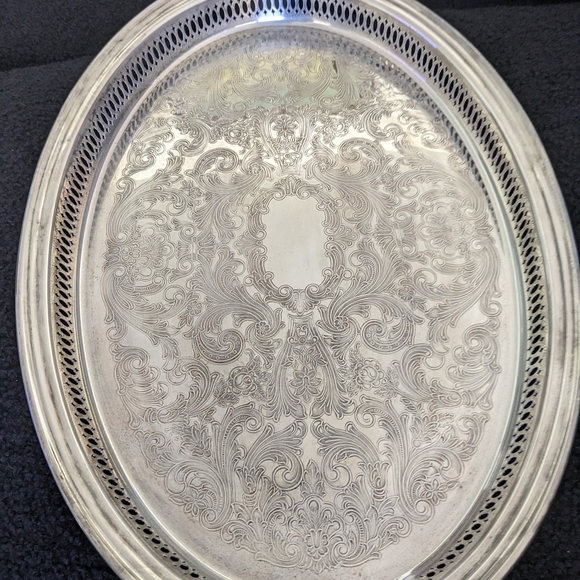 Elegant Silver Oval Tray 18 1/2